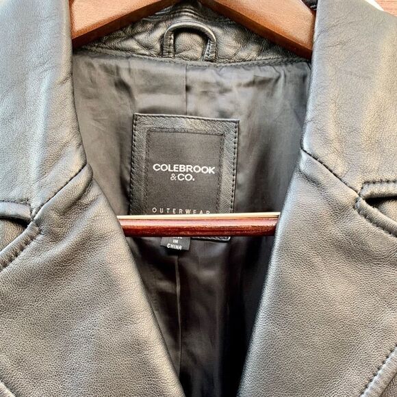 VINTAGE BLACK LEATHER JACKET by COLEBROOK SIZE XL - Picture 3 of 6